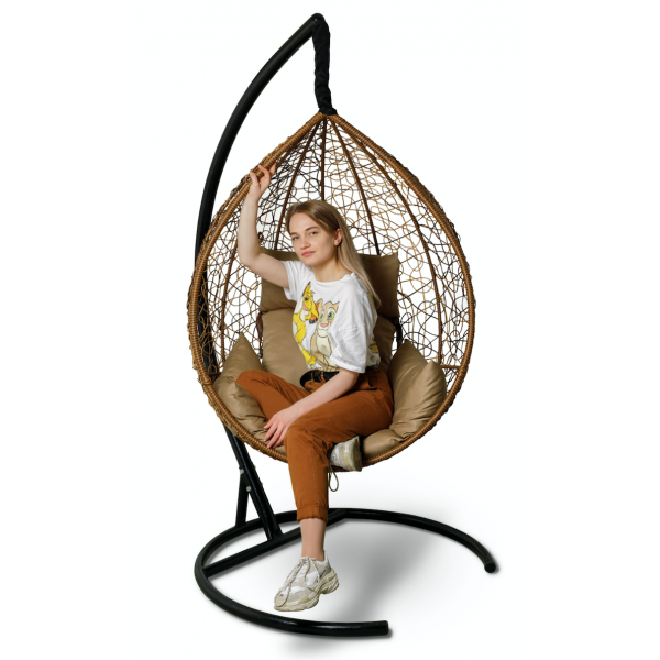 Подвесное кресло-кокон SEVILLA горячий шоколад + каркас