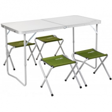 Набор мебели (СТАЛЬ) стол+4 табурета (чехол/Velcro)  (Т-FS-21407+21124-SG-1) Helios (Зеленый , )