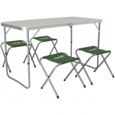 Набор мебели, стол + 4 табурета (сталь) (HS-TA-21407+HS-21124-G) Helios (, )